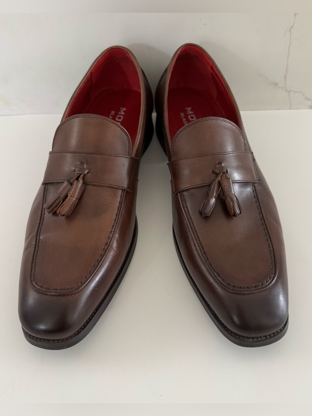 Moretti Black Label Mens Brown  Leather Tassel Loafers Dress Shoes 10.5